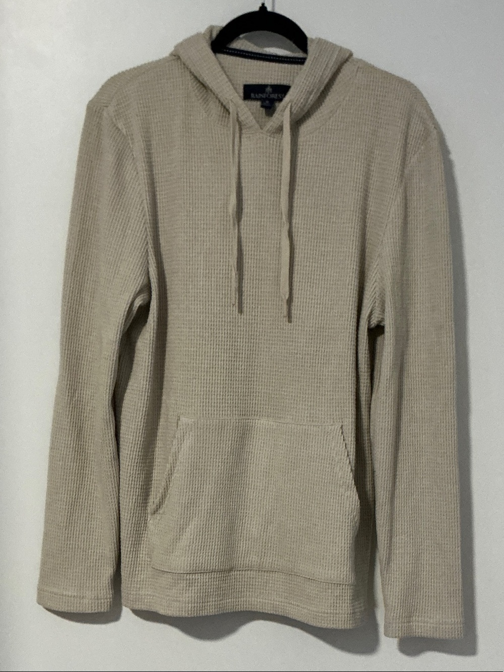 RAINFOREST Beige Waffle-Knit Hooded Pullover